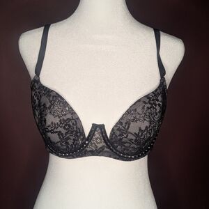 Victoria's Secret Black Lace Bra with Stud Accents